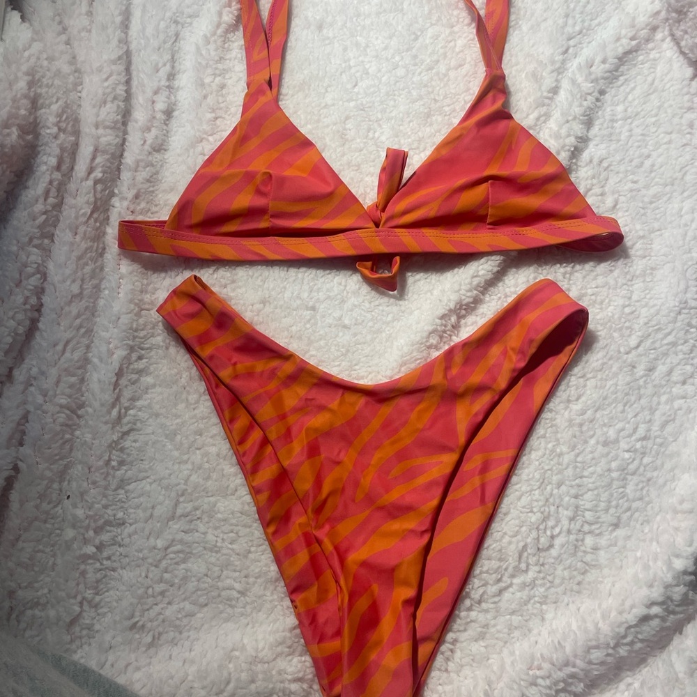Vibrant Orange and Pink Bikini Set
